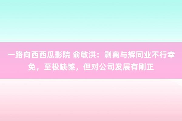 一路向西西瓜影院 俞敏洪：剥离与辉同业不行幸免，至极缺憾，但对公司发展有刚正