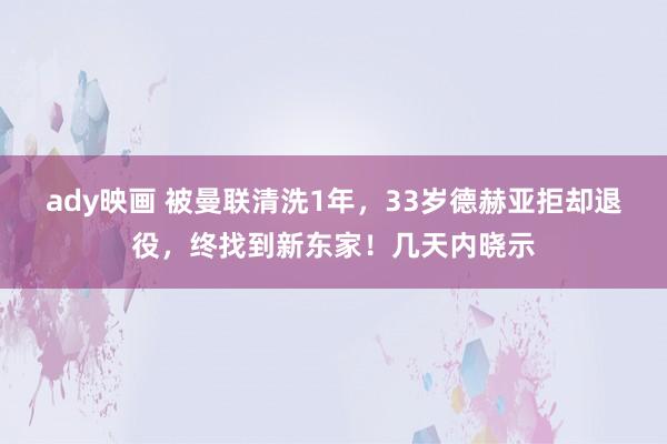 ady映画 被曼联清洗1年，33岁德赫亚拒却退役，终找到新东家！几天内晓示