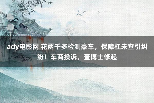 ady电影网 花两千多检测豪车，保障杠未查引纠纷！车商投诉，查博士修起