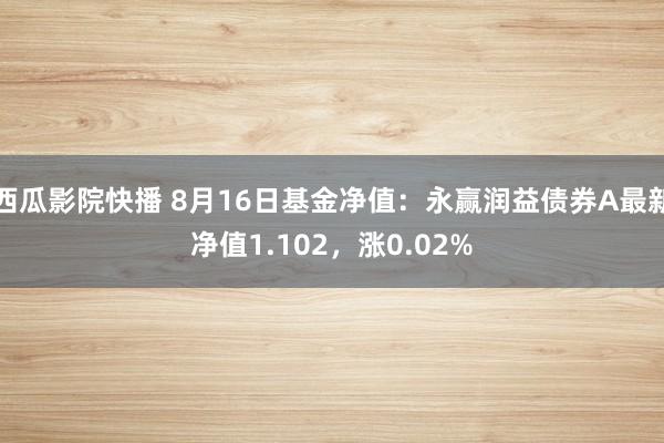 西瓜影院快播 8月16日基金净值：永赢润益债券A最新净值1.102，涨0.02%