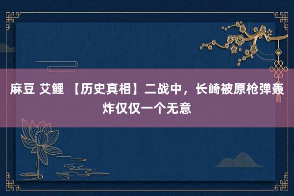 麻豆 艾鲤 【历史真相】二战中，长崎被原枪弹轰炸仅仅一个无意