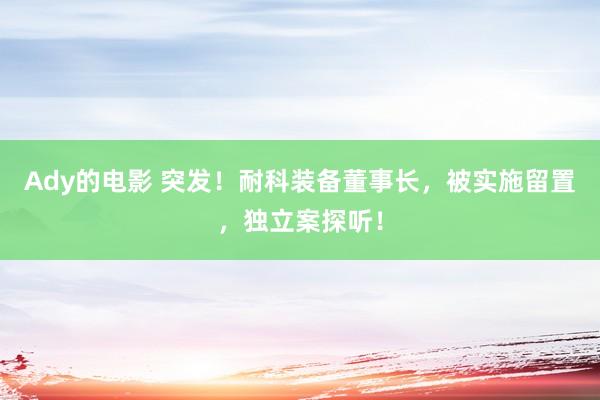 Ady的电影 突发！耐科装备董事长，被实施留置，独立案探听！