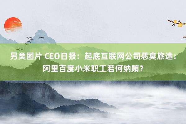 另类图片 CEO日报：起底互联网公司恶臭旅途：阿里百度小米职工若何纳贿？