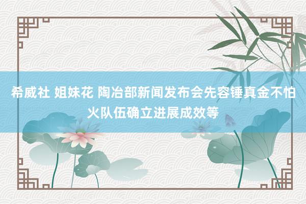 希威社 姐妹花 陶冶部新闻发布会先容锤真金不怕火队伍确立进展成效等