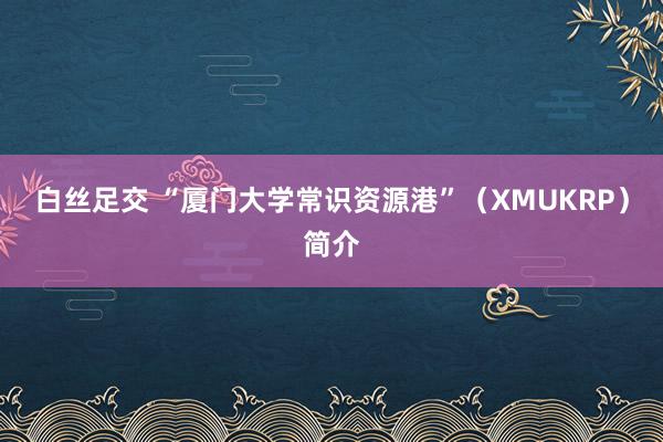 白丝足交 “厦门大学常识资源港”（XMUKRP）简介