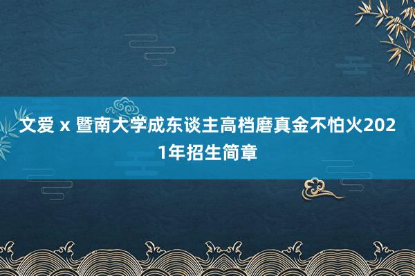 文爱 x 暨南大学成东谈主高档磨真金不怕火2021年招生简章